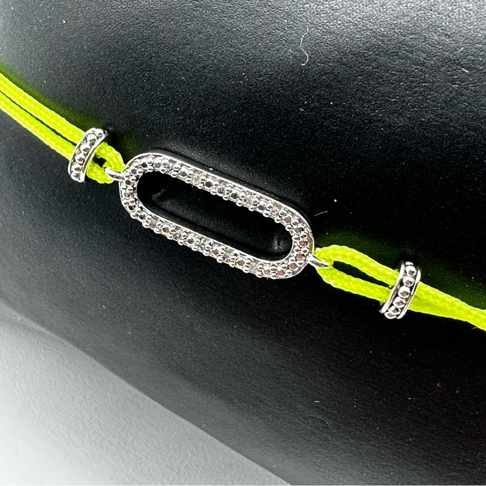 Diamond and sterling silver cord bracelet in bright yellow friendship - Picture 5 of 11